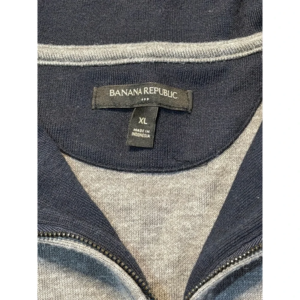 Banana Republic Quarter Zip Pullover Gray Casual Night‎ Out Long Sleeve XL Mens